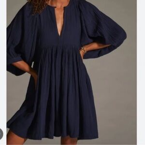 Nwt Sundry 2 M Navy Sundry Boho Tunic Dress Cotton Anthropologie gauze